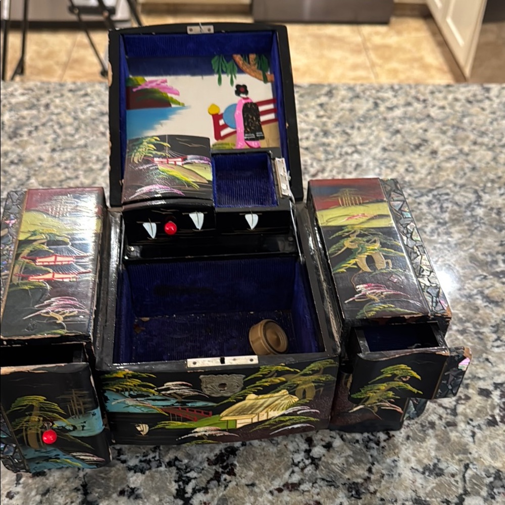 Vintage Asian-Inspired Jewelry Box